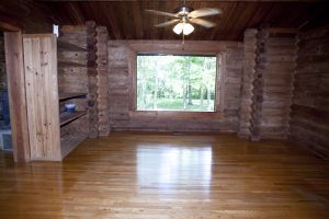 Log cabin living room