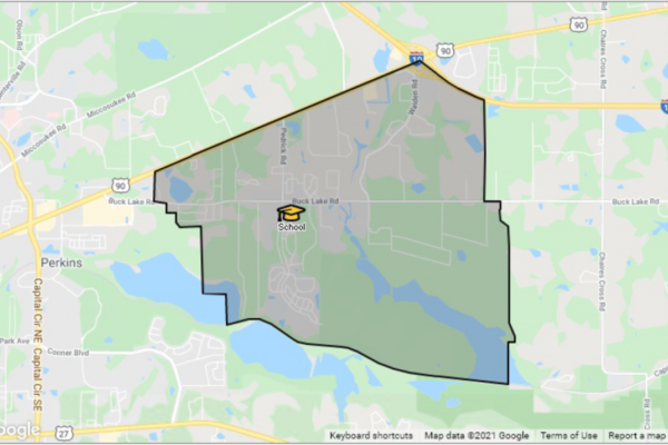 Map of the area zoned for Buck Lake Elementary School