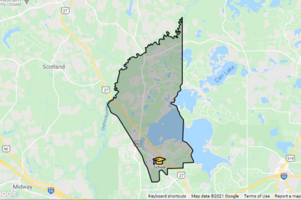 Tallahassee map of the area zoned for Canopy Oaks Elementary School