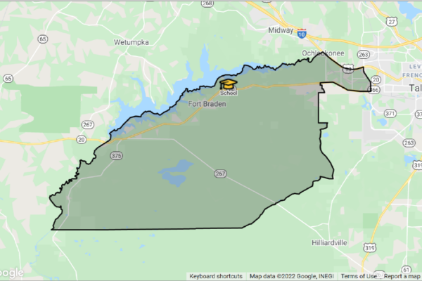 Map of area zoned for Fort Braden School