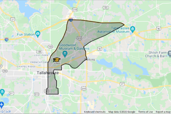 Map of area zoned for Cobb Middle School