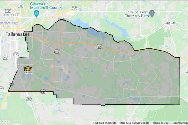 Map of area zoned for Fairview Middle School