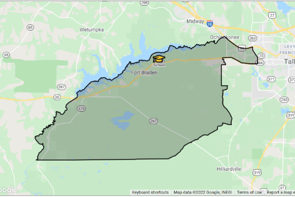 Map of the area zoned for Ft. Braden Middle School