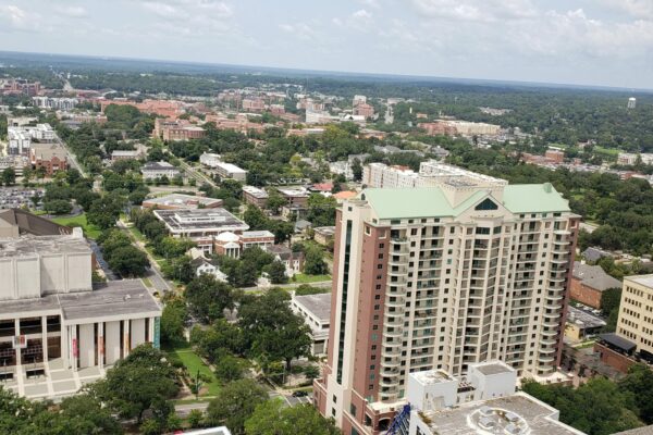 Photo shows FSU and the stadium in the distance. This photo faces west from the 22nd floor of the capitol