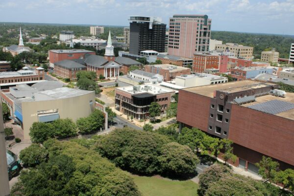 View of the city building and the IMAX downtown along with the Kleman plaza